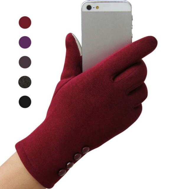 Women's Cashmere wool Gloves Winter Warm thick touch screen gloves Solid Mittens Outdoor Sport Warm Gloves