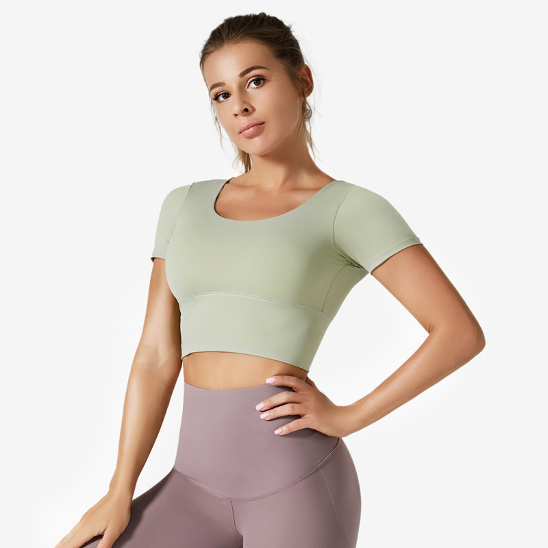 LEOSOXS Yoga Hemden trainieren offen zurück oben Langarm Ernte oben Frauen Frühling Herbst Fitnessstudio überqueren zurück Sport Shirt Kurzarm