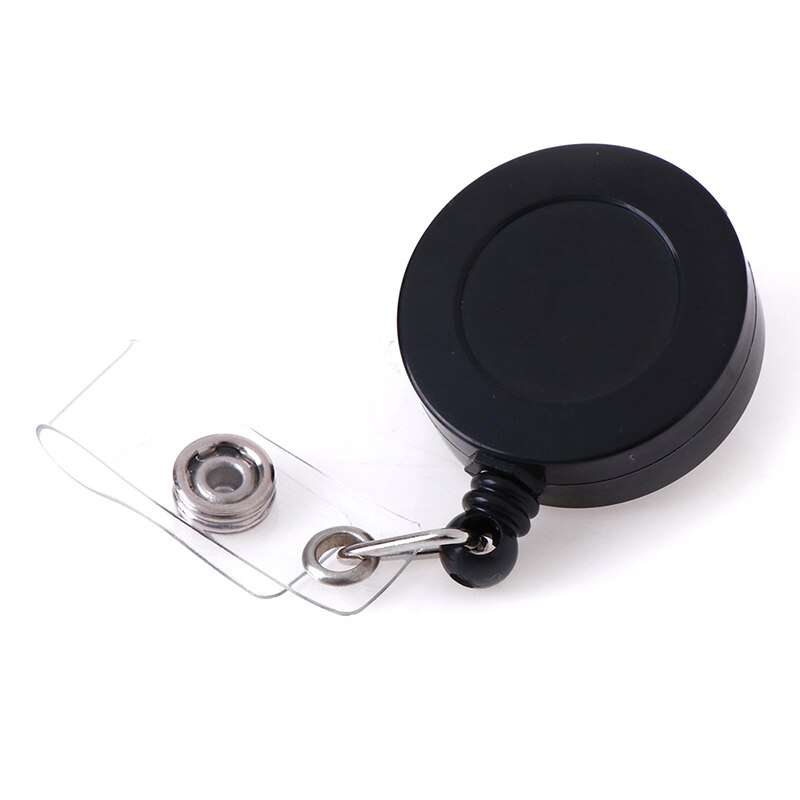 1 stk sort udtrækkelig nøglering trækkædehjul id-kort badge nøgleringholder bælteclips id-kortholder clips