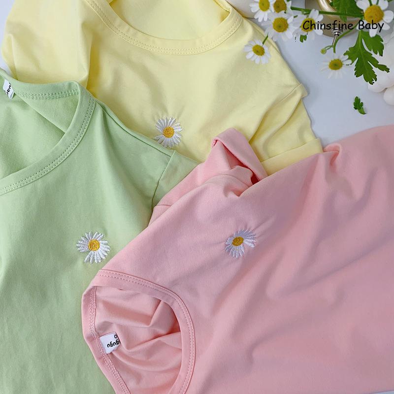2020 nuovi Bambini di proprietà Versione Coreana Piccola Margherita Ricamato T-camicia di base Corsa E jogging Capacità per I Ragazzi E Le Ragazze