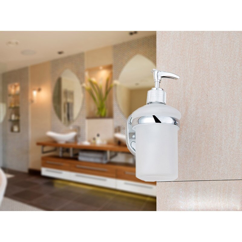 Flydende sæbedispenserpumpe, vægmonteret sæbe / lotiondispenserpumpe til badeværelse eller køkken - frostet glas / rustfrit stål