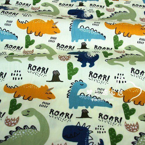 160cm * 50cm dinosaurio bebé recién nacido tela de algodón bricolaje ropa de cama vestido patchwork tela niños trabajo a mano tejido de paño de algodón: A