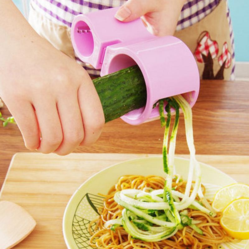 Dubbele Kop Spiral Slicer Rasp Courgette Noodle Pasta Spaghetti Maker Groentesnijder Dunschiller Met Messenslijper Slijpsteen