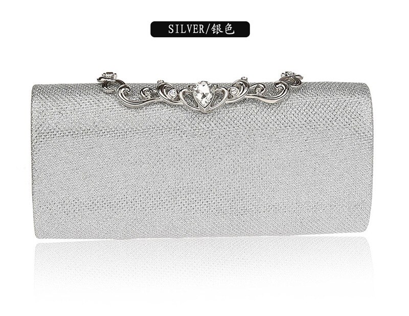 Kvindelig kobling luksus håndtasker diamant aften taske bling banket fest bryllup punge kobling tegnebog guld sølvfarvet 145: Sølv