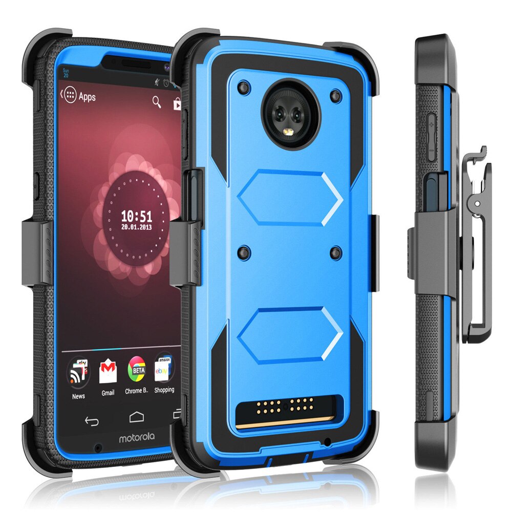 Heavy Duty Hybrid Armor Case Shockproof Impact Beschermende Riemclip Holster Kickstand Cover Voor Motorola Moto Z3/Moto Z3 spelen