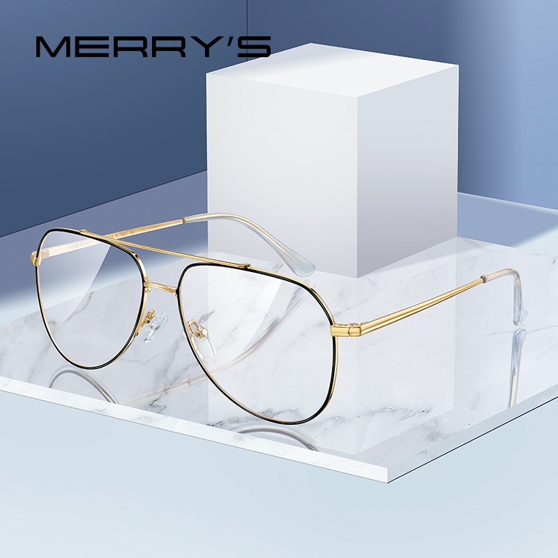 MERRYS Classic Pilot Glasses Frame For Men Women Myopia Prescription Glasses Frames Optical Eyewear S2689