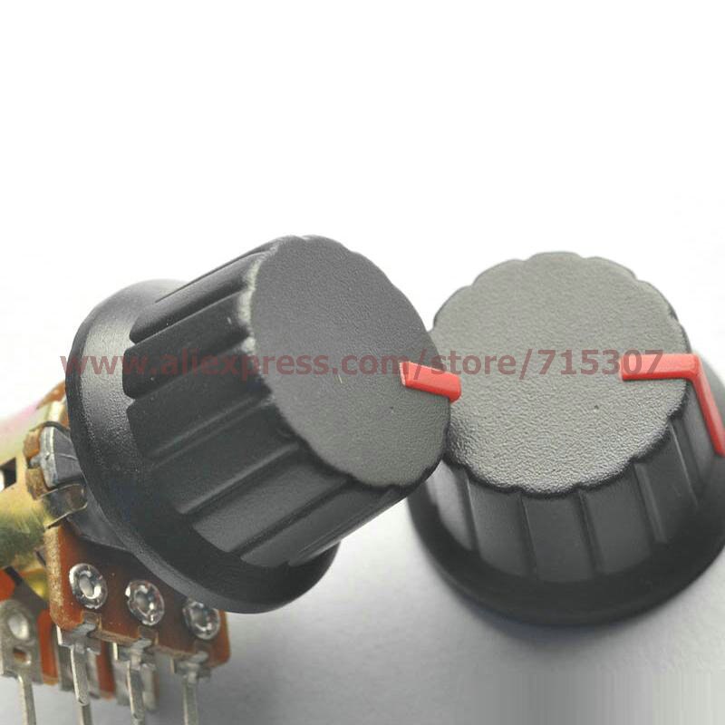 PHISCALE 10 stücke von roten potentiometerknopf mit rutschfesten streifen verwendet für einzelne doppelpotentiometer 25*20*15/25x20x15mm