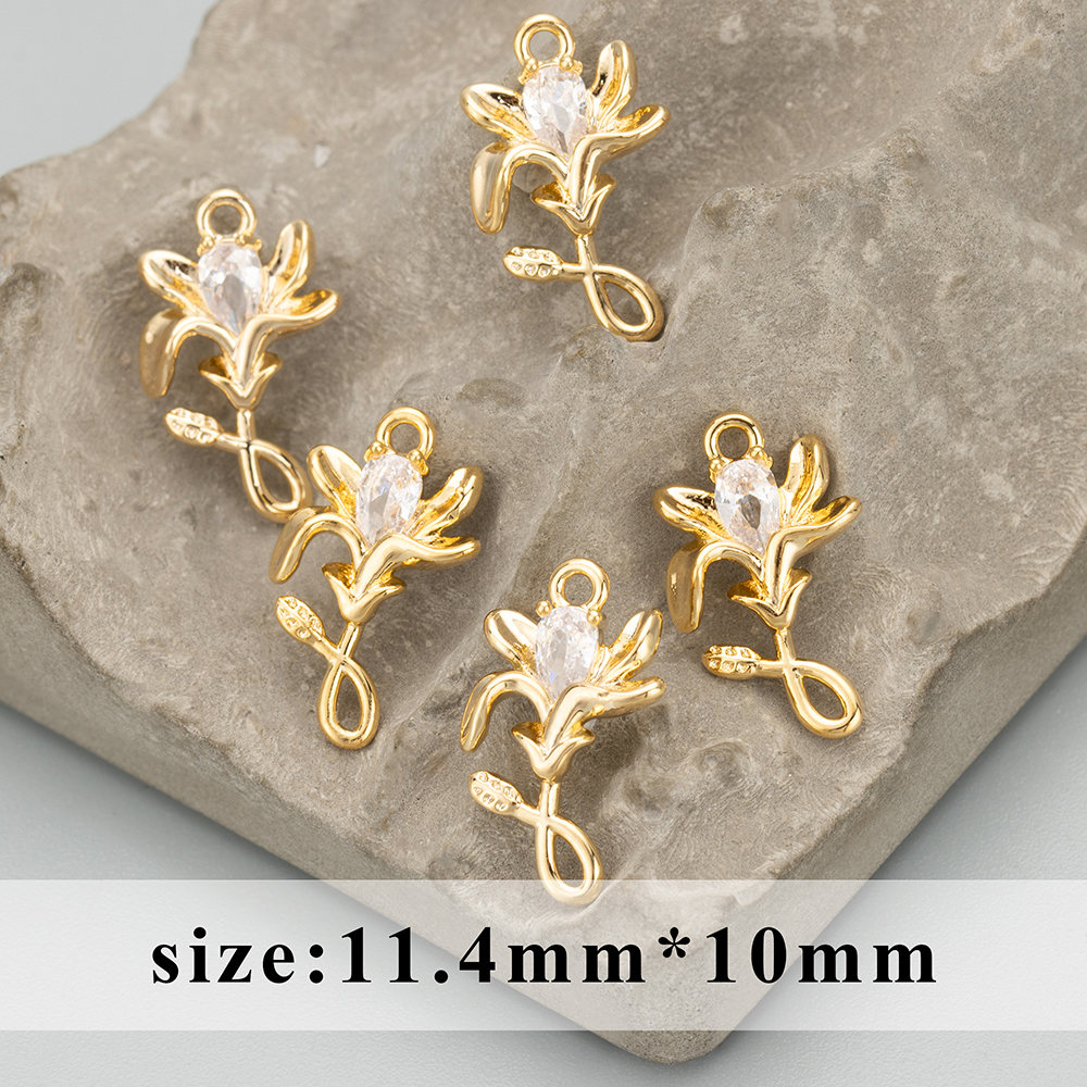 GUFEATHER MC73, accesorios de joyería, chapado en rodio de oro de 18k, sin níquel, cobre, circonita, fabricación de joyas, dijes, colgantes diy, 10 unids/lote
