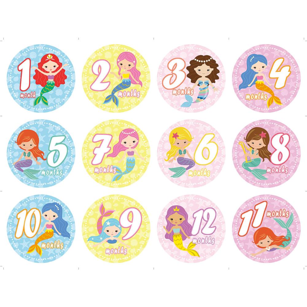 12 pièces bébé mensuel photographie autocollants dessin animé fleur -né bébé photographie étape 1-12 mois enfants Photo stand accessoires