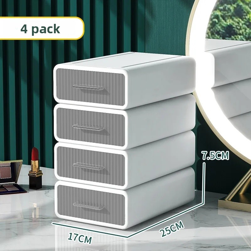 Desktop Organizer Drawer Style Storage Box Office Cosmetic Arrangement Student Desk Stationery Luxury Plastic Box: COLOR