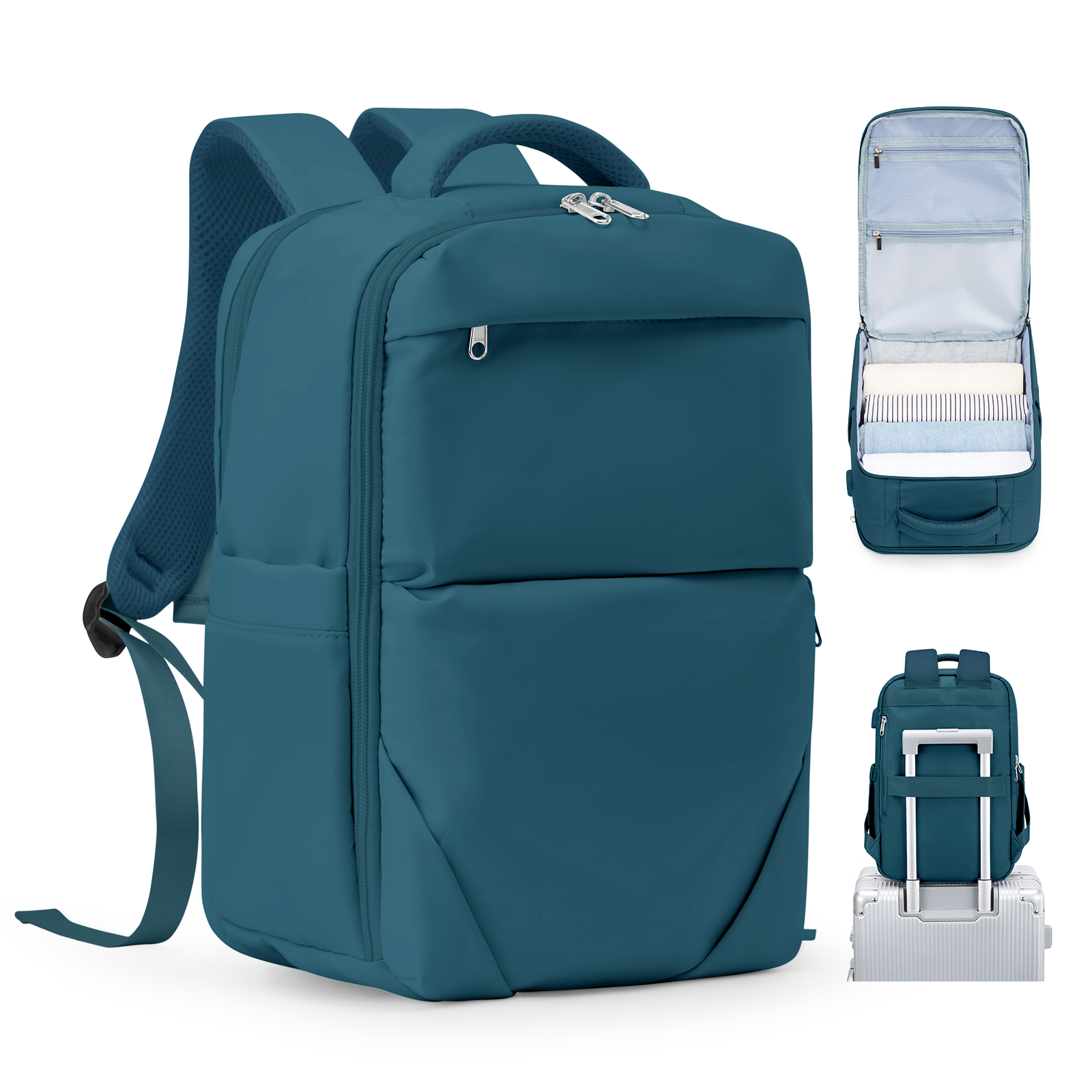Bakcpack-maleta de viaje para mujer, bolsa de cabina de vuelo 40x20x25, mochila impermeable reforzada para viaje, de 14 pulgadas mochila para portátil, equipaje: Azul