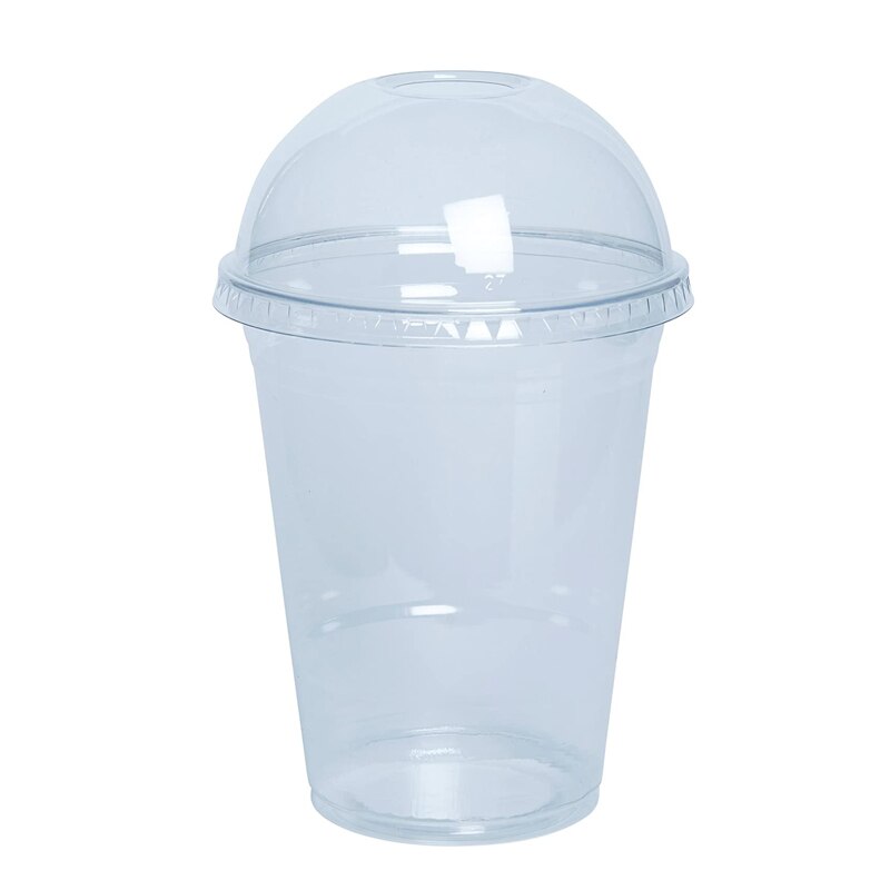 Tasses à Smoothie jetables, couvercles en plastique, verres à Milkshake, tasse de fête en verre, tasse à thé à bulles, gobelets en plastique avec couvercles, tasses à dessert: 12 oz 360ml2 / 50 pcs