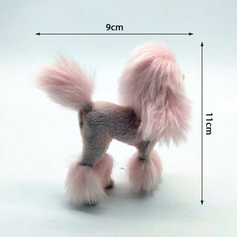 4 Inch Wit Roze Poedel Figuur Simulatie Hond Pluchen Speelgoed Ambachten Home Decoratie Woonkamer Decoratie