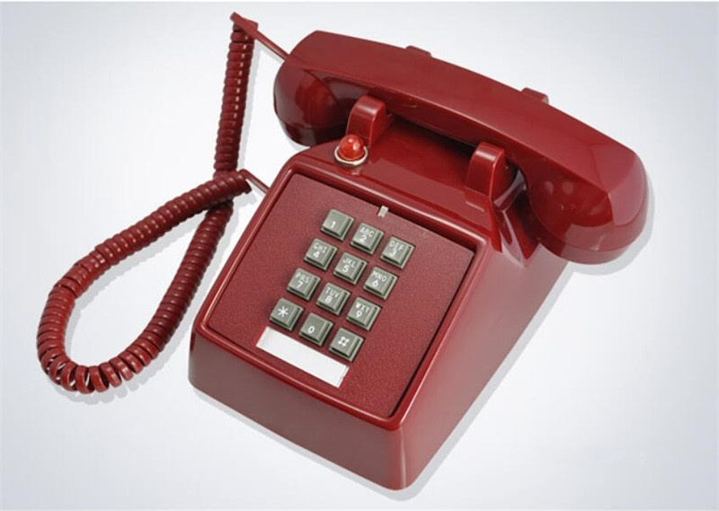 Old button type antique retro landline antique telephone American mechanical ringing European telephone: Red