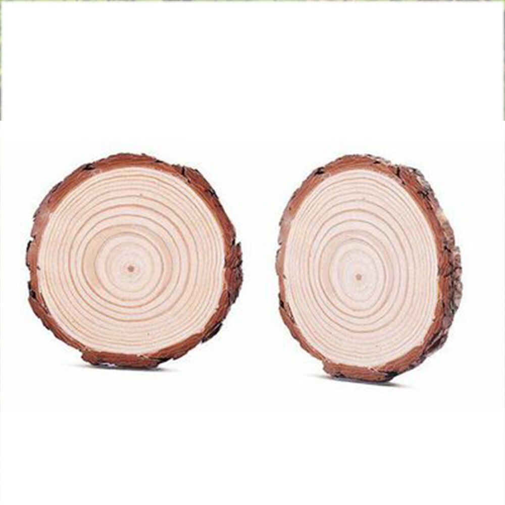 10Pcs Round Unfinished Wood Slices Circles With Tree Bark Log Discs DIY Crafts Wedding Birthday Party Painting Home Decoration