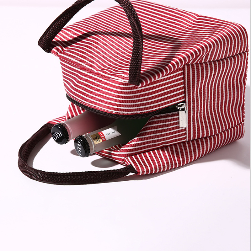 Stripe Women's Kids Lunch Bags Waterproof Insulated Picnic Foods Storage Container Handbag Thermal Lunch Box Cooler Bags