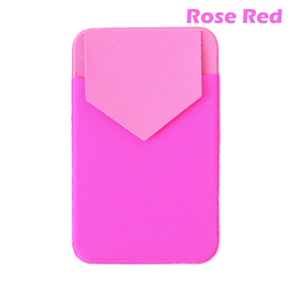 1 pc aftagelig stick-on universal taske slim pocket credit mini pose kortholder selvklæbende tegnebog telefon tilbage kortholder: Rosenrød