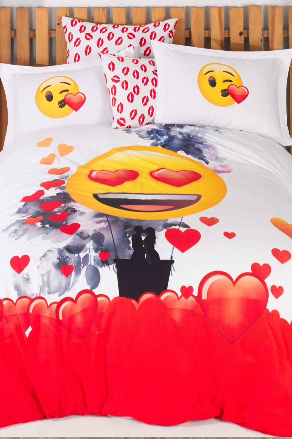 Emoji baiser enfants ensemble de housse de couette