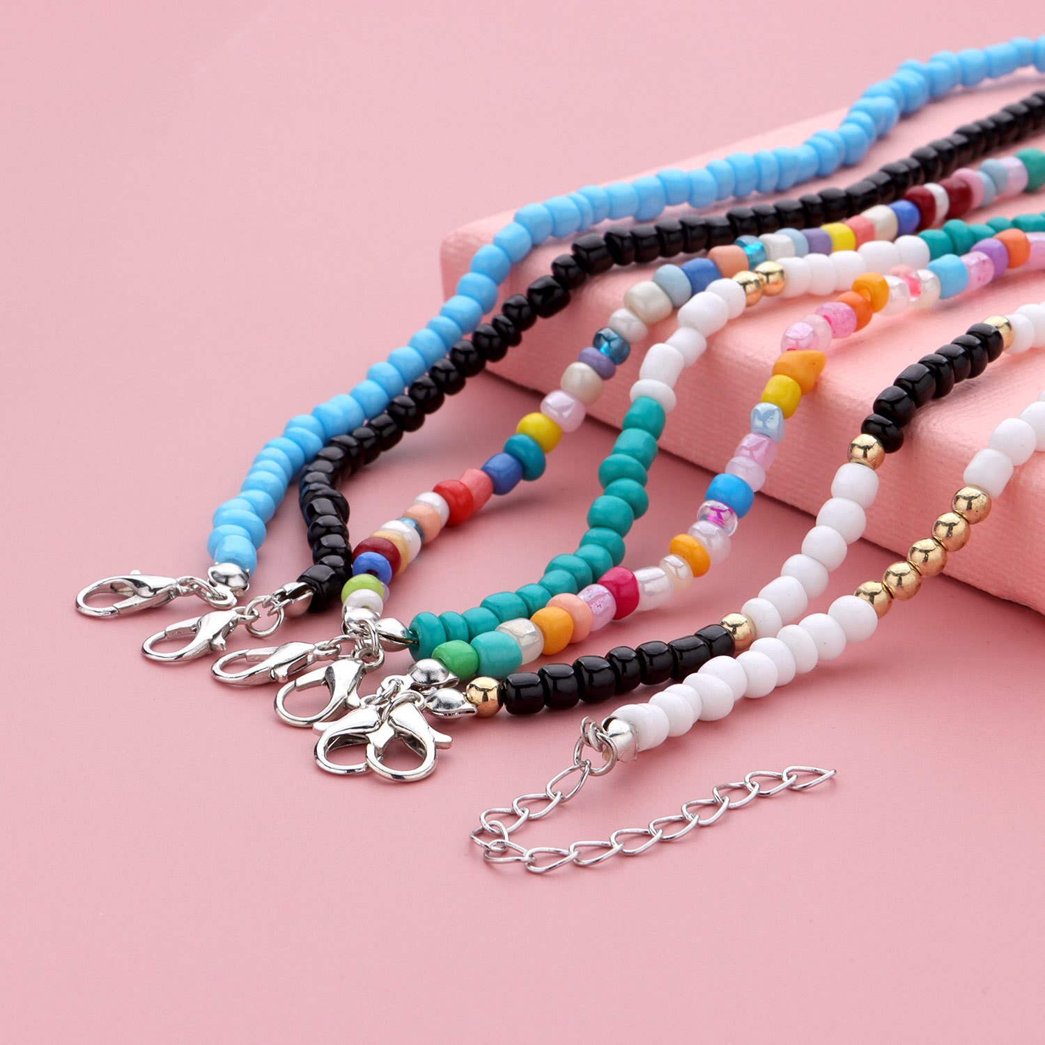 Tobillera Bohemia con cuentas de arroz para mujer, pulsera de tobillo hecha a mano, cadena de cuentas en el pie, joyería de verano