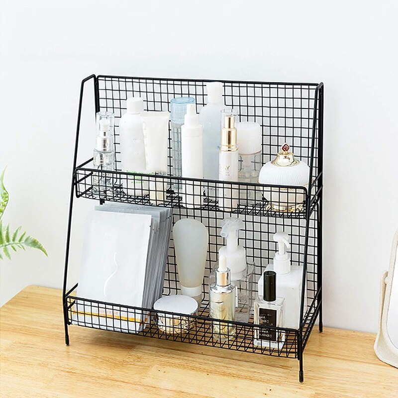 Black 2-Layer Barbed Wire Basket Bathroom Storage ... – Grandado