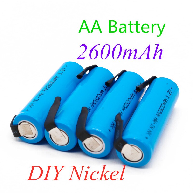 2/4/8/12/16pcs AA Rechargeable Battery 1.2V 2600mah AA NiMH Battery with Solder Pins DIY Electric Razor toothbrush Toys