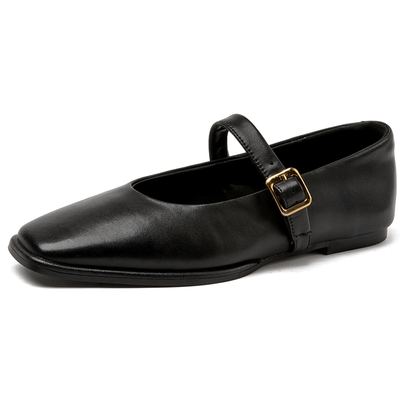 AIYUQI Mary Jane Scarpe Donna in vera pelle 2025 Nuove scarpe da balletto a scatto Donna Punta quadrata Scarpe piatte da donna in pelle bovina