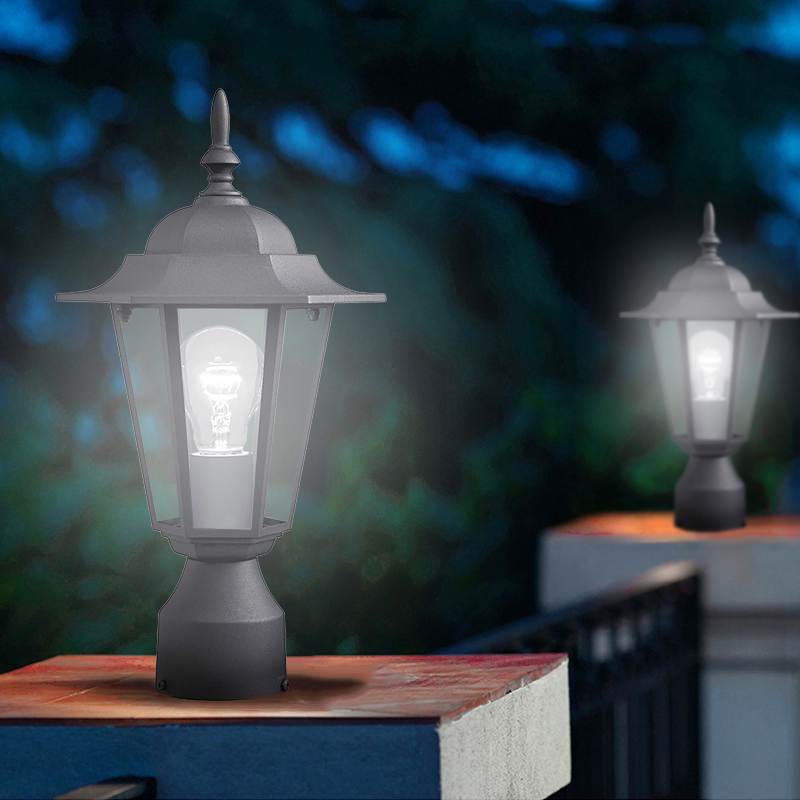 Zwart E27 Outdoor Tuin Decoratie Straat Licht Lantaarn Lamp Hoofd Voor Plaza Tuin Yard AC110-220V
