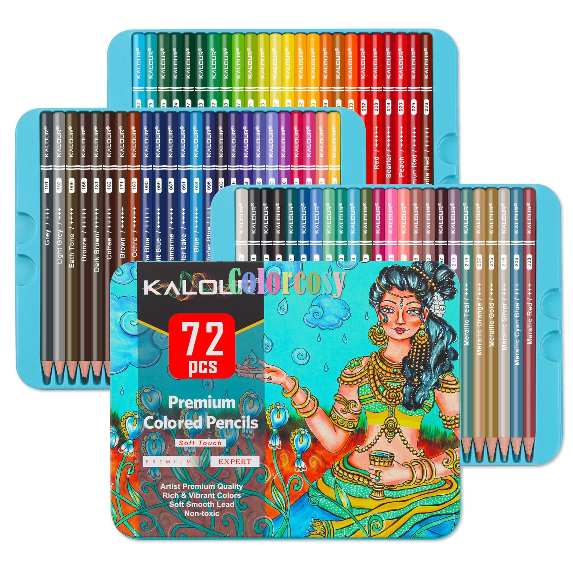 Kalour-lápices de colores al óleo profesionales, juego de 72 colores, núcleo suave con colores vibrantes para artistas, Ideal para adultos, artistas principiantes