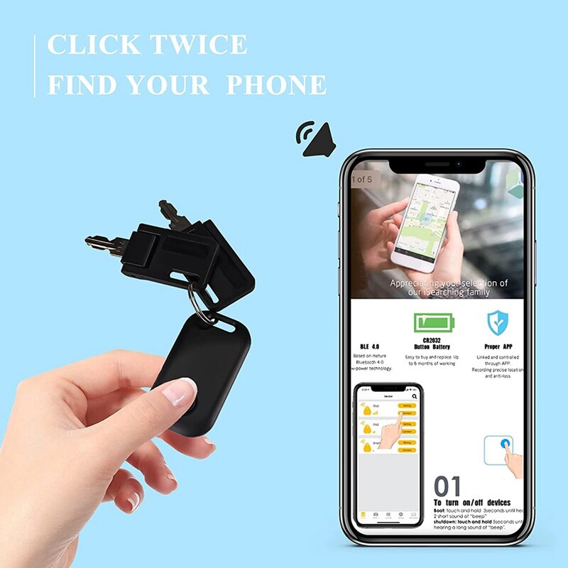 4 stück schlüsselortungsgeräte in schwarz und weiß, bluetooth-tracker für schlüssel, haustiere, geldbörsen und schultaschen, intelligente schlüsselfinder
