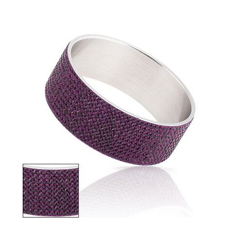 , joyería de , brazaletes de acero inoxidable, 10 filas, pulseras de cristal, colores mezclados: Amethyst