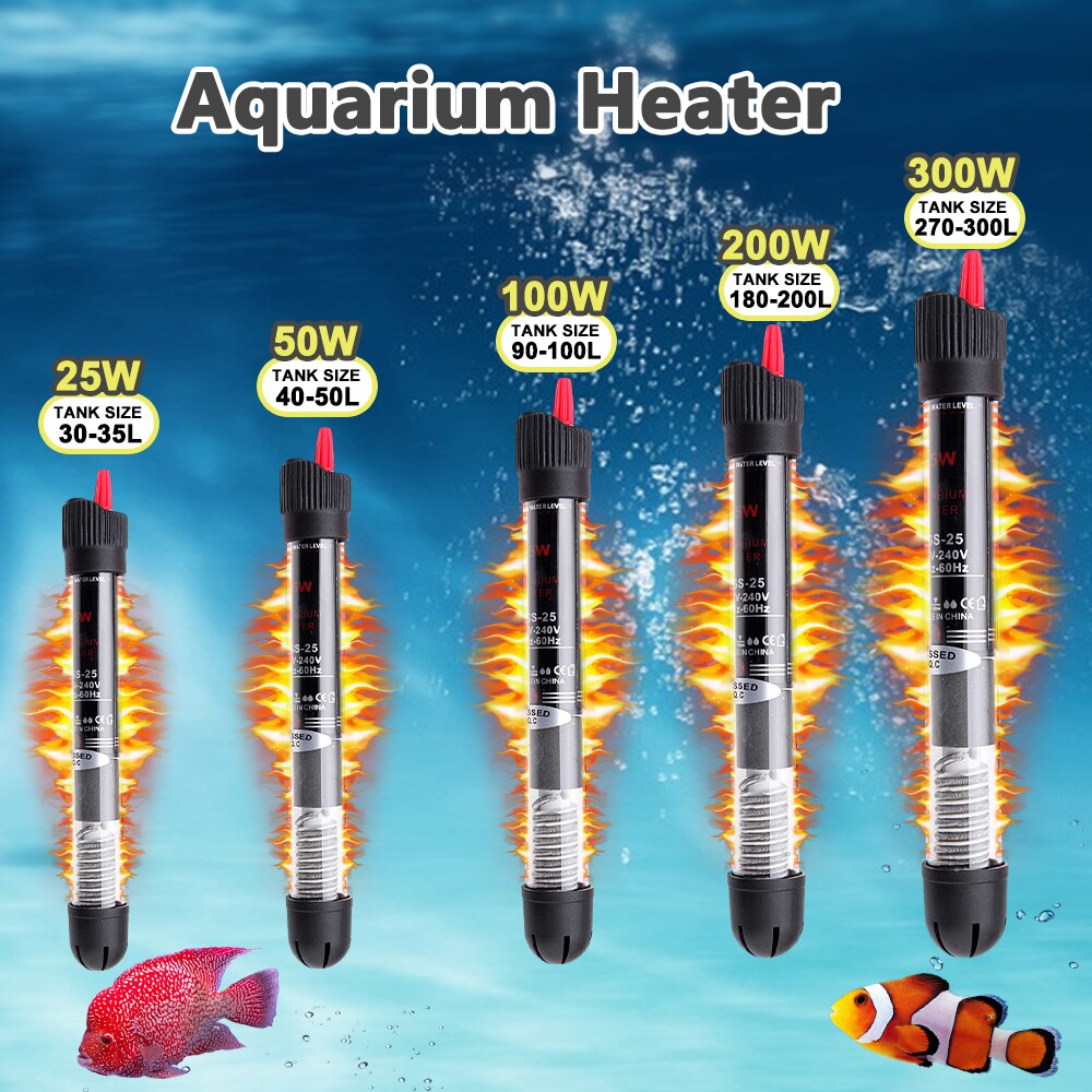 Calentador de agua automático para acuario Barra de calentamiento de temperatura, sumergible, 25W/50W/100W/200W/300W, enchufe europeo