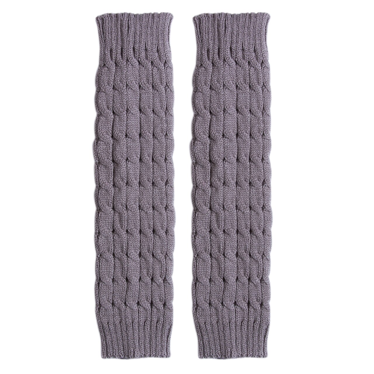 Winter Warm Leg Warmers Women Knee High Sock Knitted Solid Crochet Leg Warmer Socks Warm Boot Cuffs Beenwarmers Socks: Gray