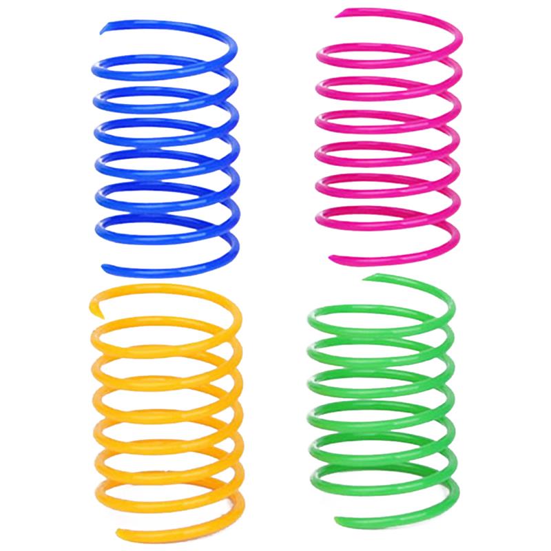 4Pcs Cat Colorful Spring Toys Plastic Flexible Cat Coil Toy Cat Interactive Toy Cat Funny Toys Pet Accessories Set: Default Title