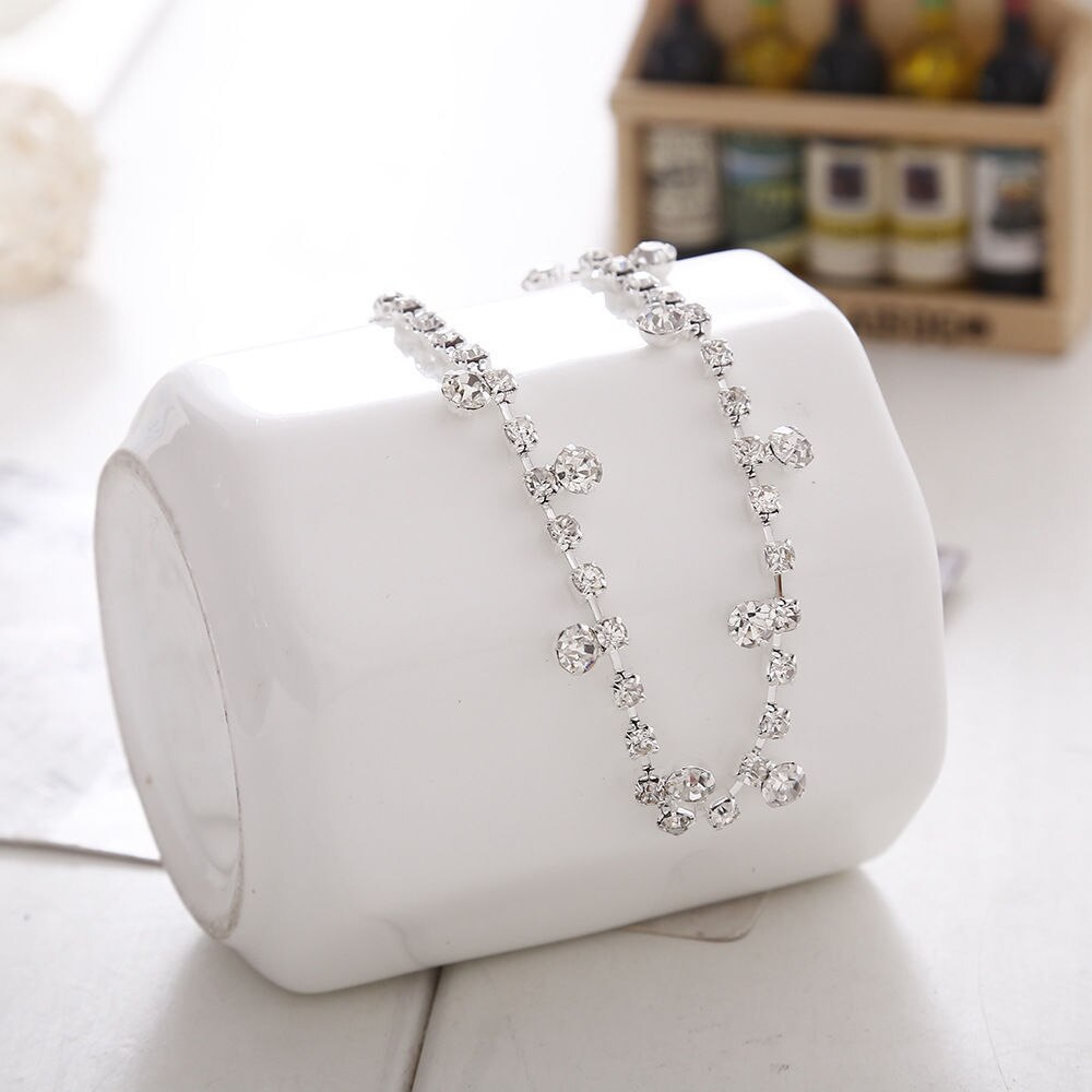 1 pc Silver Color Crystal Anklet Foot Chain Ankle Bracelet Wedding Women fine Jewelry