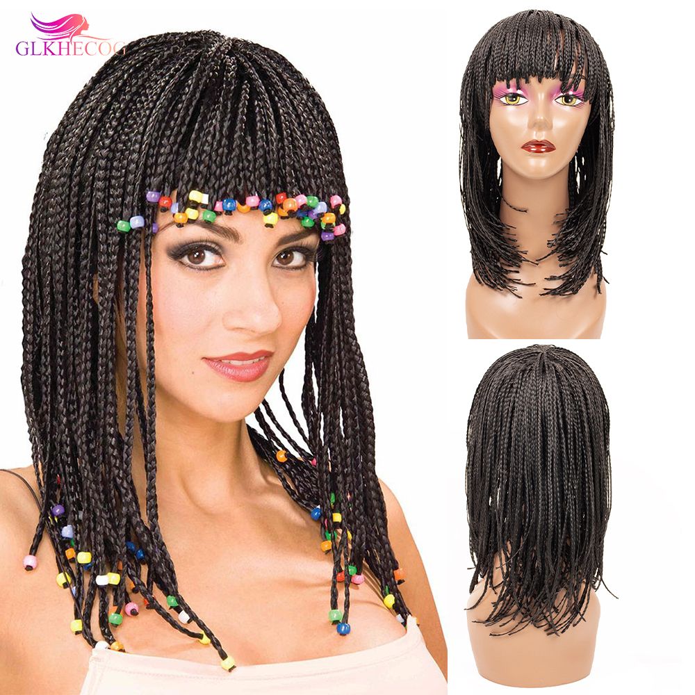 Cheveux Tressés synthétiques Boîte Tresse Perruques Pour Femmes Tresse Africaine Perruque Pas Cher Perruques Tressées Synthétiques Bob Perruque Perruques Tressées: 1B / 14inches