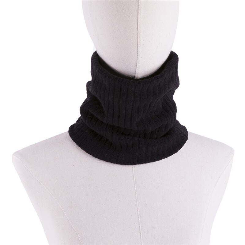 Unisex Winter Jongens Meisjes Vrouwen Mannen Warme Gebreide Sjaals Kids Fluwelen Elastische Uitlaten Kinderen Halswarmer Haak Baby Sjaal: black
