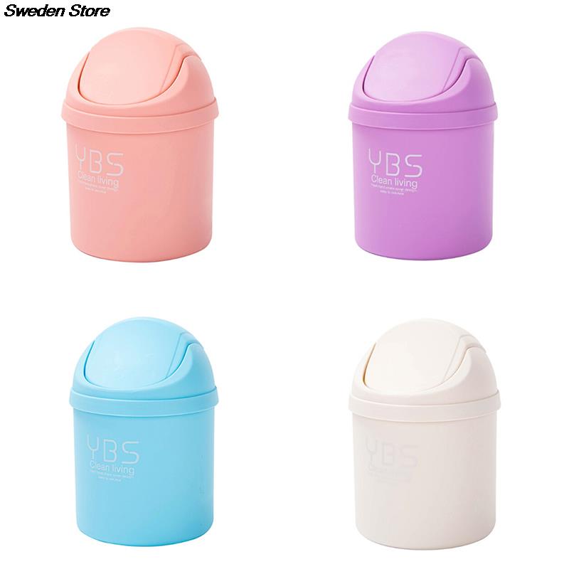 1PC Cute Mini Desktop Cleaning Barrel Small Desk Organizer Storage Dustbins Desktop Storage Box Waste Container