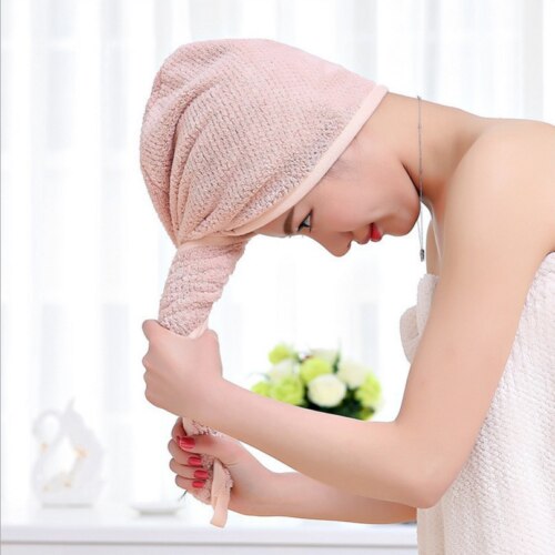 Hurtig tørr vri hår turban håndkle mikrofiber hår pakke inn badehåndkle lokk hatt