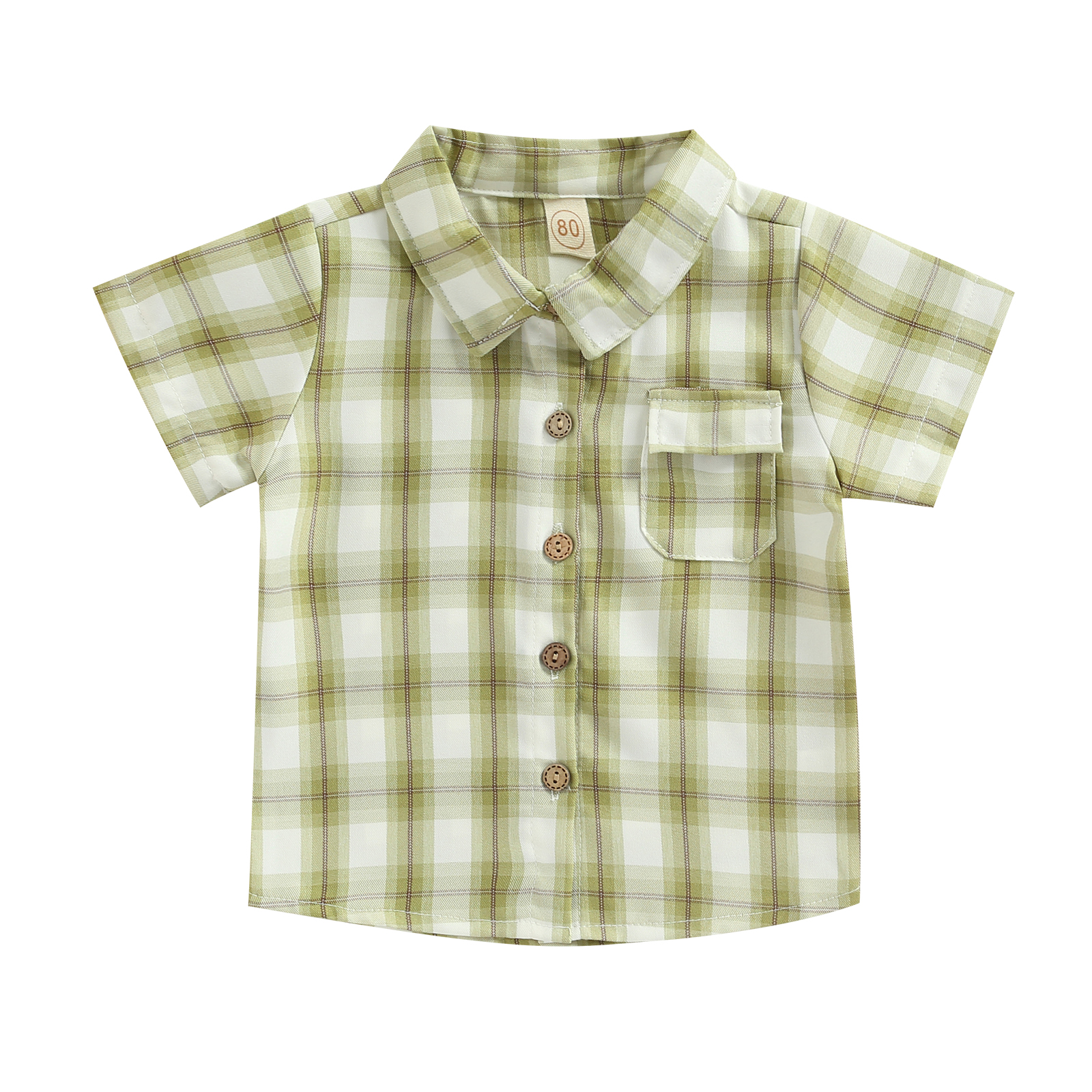 1-5Years Boys Short Sleeve Shirts Toddler Kid Lapel Buttons Contrast Color Plaid Shirts Tops: B / 4T
