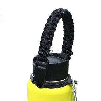 1 ud. Correa de mango de Paracord cuerda de seguridad cuerdas portátiles para botellas de hidromatraz/boca ancha: Black
