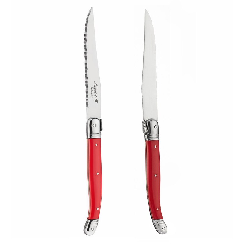 9 ''Rvs Laguiole Steak Mes Set Diner Messen Rood Handvat Tafel Messen Bestek Keuken Bestek Servies 6/8/10 Pcs