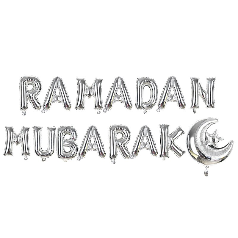 16inch Eid Mubarak Letter Foil Balloon Gold Silver Ramadan Mubarak Helium Balloon Muslim Festival Party Decoration Supplies: B11