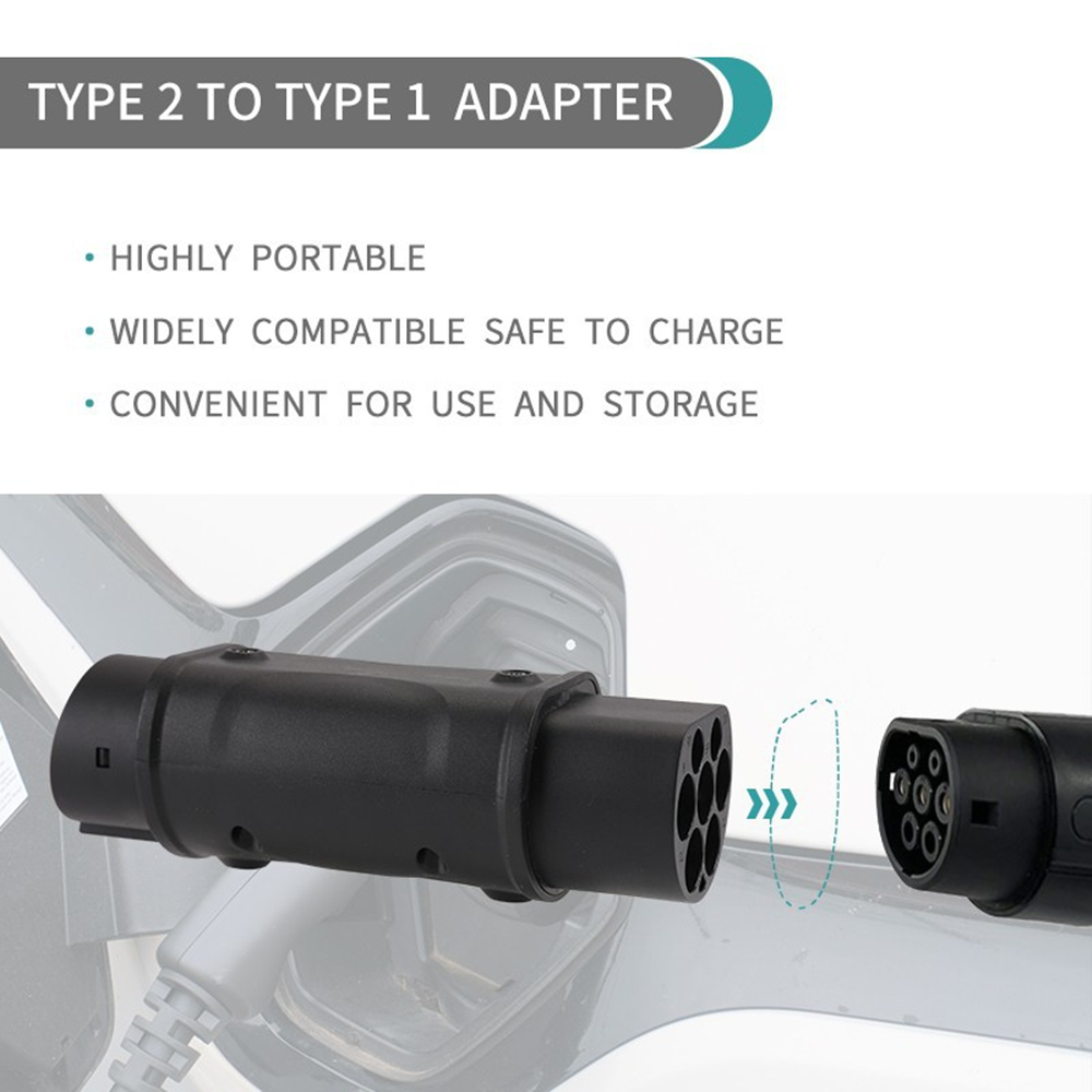 EV-Adapter IEC 62196 Typ 2 auf Typ 1 J1772 32 A EVSE-Ladegerät-Anschluss, Ladekonverter für Elektrofahrzeuge und Autos