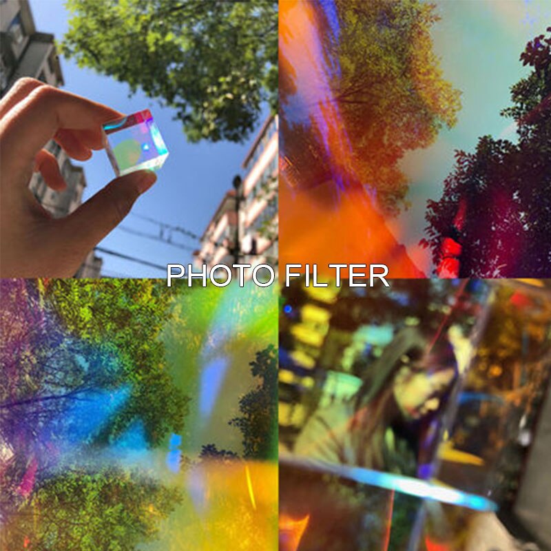 Prism Six-Sided Bright Light Combine Cube Prism Stained Glass Beam Splitting Prism Optical Experiment Instrument 20*20*20mm