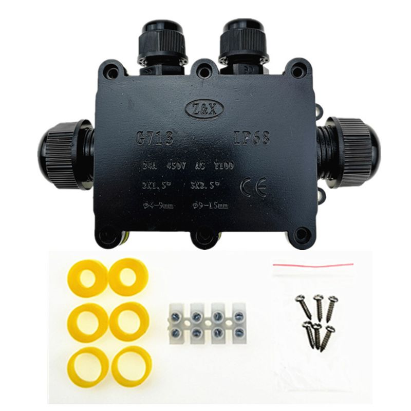 Junction Box IP68 Waterproof UV Sunproof Outdoor Multiple ways Plastic Electrical Junction Box Case Cable Wire Connector Protect: D4