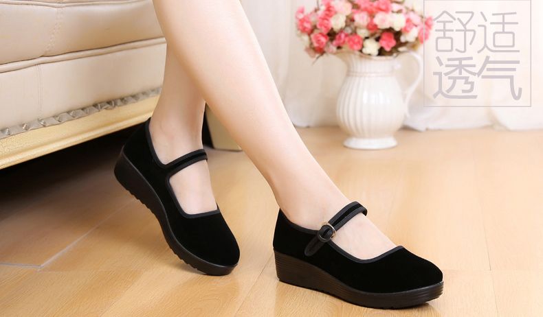 Vrouwen Zachte bodem anti-slip werkschoenen vrouwelijke vierkante dansschoenen hotel etiquette dansschoenen