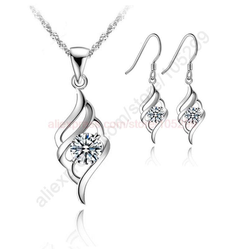 ángulo de ala de agradable de Plata de Ley 925 colgante de joyas de plata collar de Corea joyería pendiente + Cadena de 18"