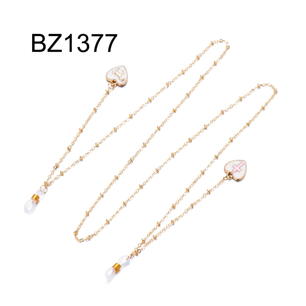 1PC Women Pearls Sunglasses Chains Gold Eyeglasses Chains Sunglasses Holder Necklace Eyewear Retainer Accessories: 6-BZ1377