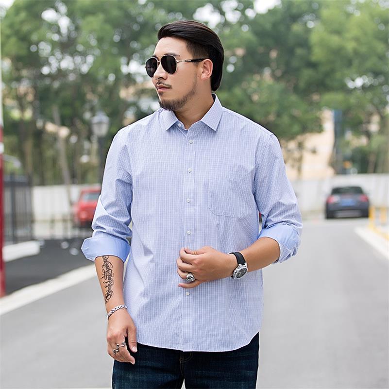10XL 8XL 6XL 5XL camisas casuales de para hombres camisa a cuadros de manga larga camisa masculina camisa de hombre camisa de Color sólido masculina: 2 / 6XL