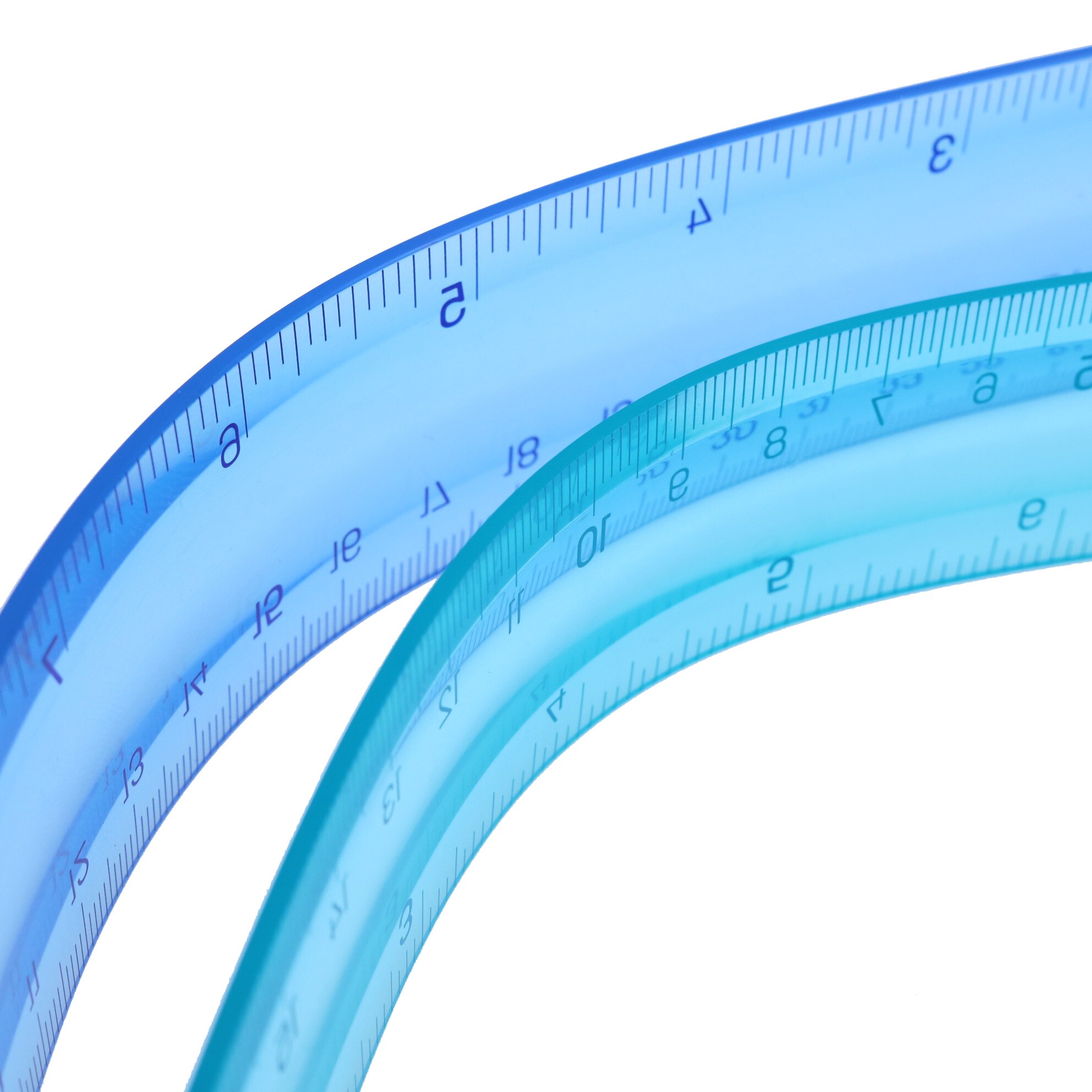 Regla Flexible transparente para dibujo de estudiantes, Regla suave de plástico para oficina y escuela, azul/verde, 20cm/30cm, 1 unidad
